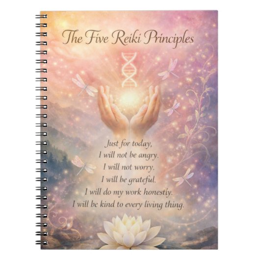De 5 Reiki Principes Notitieboek (Voorkant)