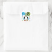 de 5de Verjaardag van de Pinguïn Ronde Sticker (Tas)