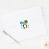 de 5de Verjaardag van de Pinguïn Ronde Sticker (Envelop)