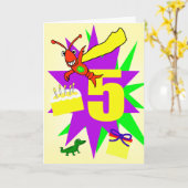 De 5e verjaardag van Whimsical Boy Kaart (Gele Bloem)