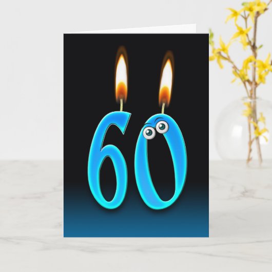 de 60ste Kaarsen van de Verjaardag Kaart (Gele Bloem)