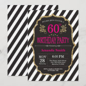de 60ste Uitnodiging van de Verjaardag. De zwarte (Voorkant / Achterkant)