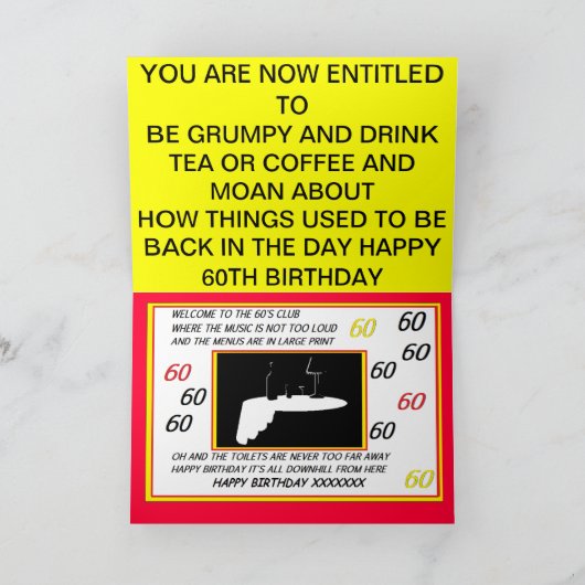 de 60TH KAART van de VERJAARDAG (Binnen)