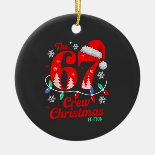 De 67 Kerst Crew Editie Zes Zeven Brainrot Keramisch Ornament (Voorkant)