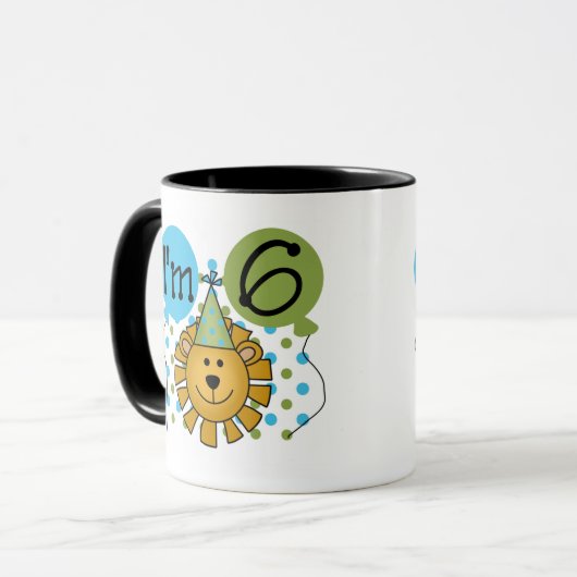 de 6de Verjaardag van de Leeuw Mok (Voorkant links)