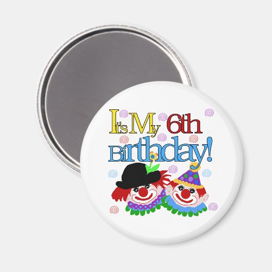 De 6de Verjaardag van gekke Clowns Magneet (Voorkant / Achterkant)