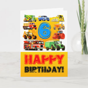 De 6e verjaardag van Big Trucks Boy Kaart