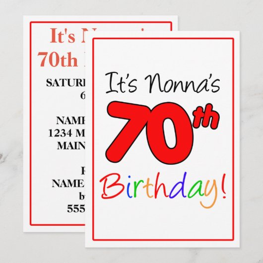 De 70e verjaardag van Nonna van de verjaardag van  Kaart (Voorkant / Achterkant)