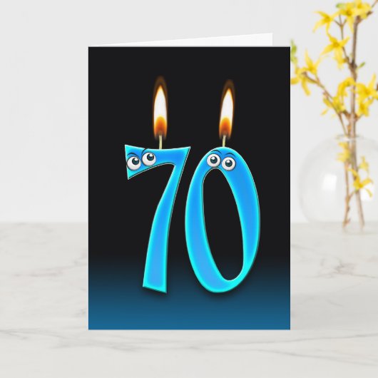 de 70ste Kaarsen van de Verjaardag Kaart (Gele Bloem)