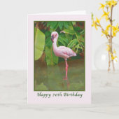 de 70ste Kaart van de Verjaardag met Roze Flamingo (Gele Bloem)