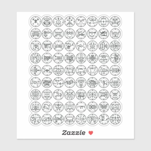 De 72 Demon Sigils van Ars Goetia Sticker (Vel)