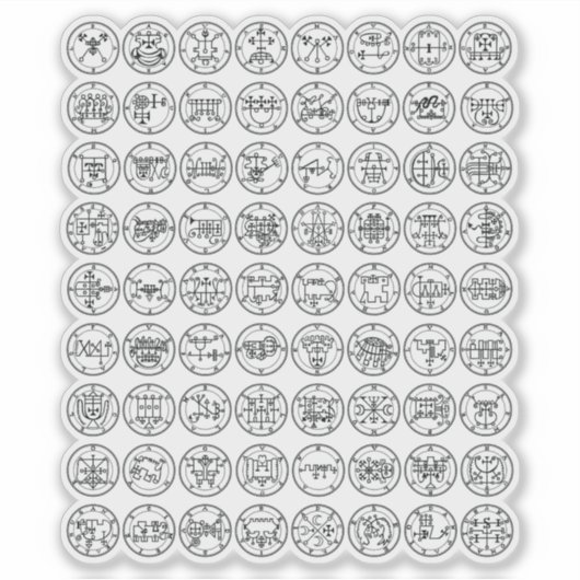 De 72 Demon Sigils van Ars Goetia Sticker (Voorkant)