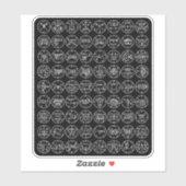 De 72 Demon Sigils van Ars Goetia (wit op zwart) Sticker (Vel)