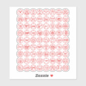 De 72 demonische tekenen van Ars Goetia (rood) Sticker (Vel)