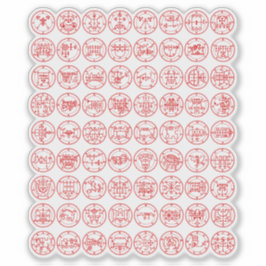 De 72 demonische tekenen van Ars Goetia (rood) Sticker
