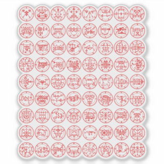 De 72 demonische tekenen van Ars Goetia (rood) Sticker