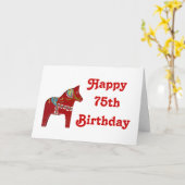 de 75ste Kaart van de Verjaardag met Paard Dala (Gele Bloem)