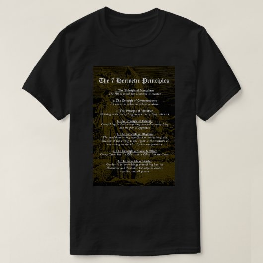 De 7 Hermetische Beginselen Griekse en Egyptische  T-shirt (Design voorkant)