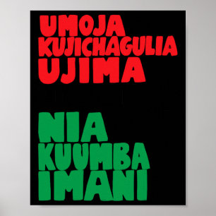 De 7 principes van Nguzo Saba Kwanzaa Afrikaanse A Poster