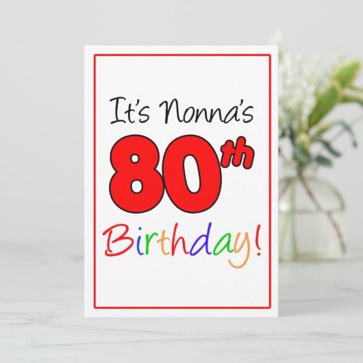 De 80e verjaardag van Nonna van de verjaardag van  Kaart (Staand voorkant)