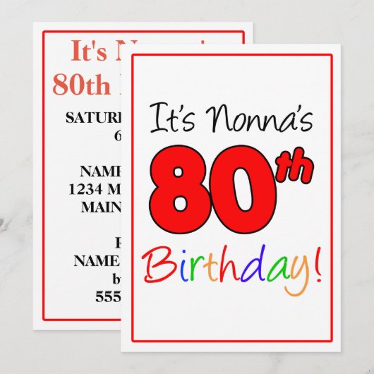 De 80e verjaardag van Nonna van de verjaardag van  Kaart (Voorkant / Achterkant)