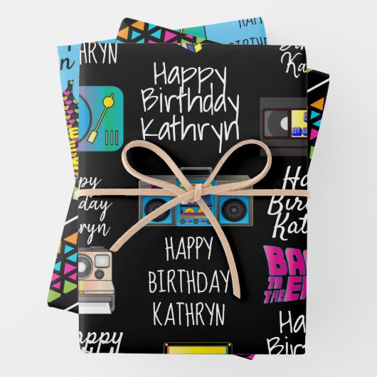 De 80's gepersonaliseerd inpakpapier vel (In situ)