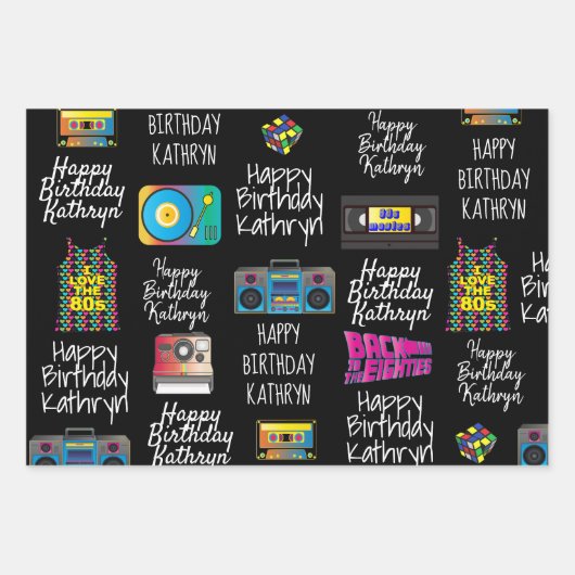 De 80's gepersonaliseerd inpakpapier vel (Voorkant)