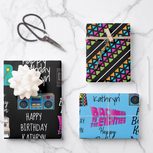 De 80's gepersonaliseerd inpakpapier vel (Voorkant)