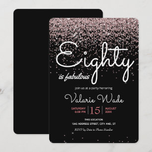 De 80ste is een fabelachtige feestdag roze glitter kaart