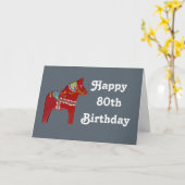 de 80ste Kaart van de Verjaardag met Paard Dala (Gele Bloem)