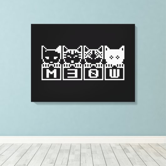 DE 8-BITS CATS M30W CANVAS AFDRUK (Insitu (Houten vloer))
