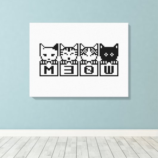 DE 8-BITS CATS M30W CANVAS AFDRUK (Insitu (Houten vloer))