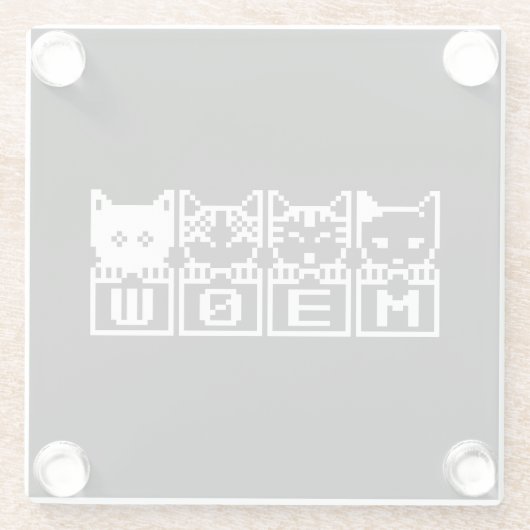 DE 8-BITS CATS M30W GLAZEN ONDERZETTER (Achterkant)