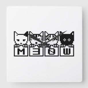 DE 8-BITS CATS M30W VIERKANTE KLOK