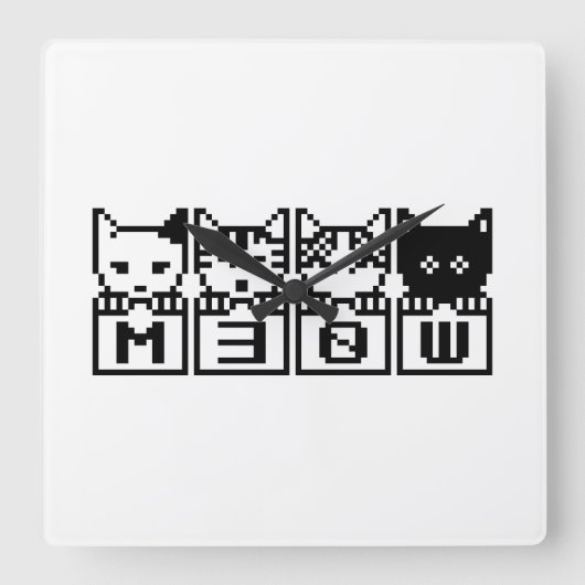 DE 8-BITS CATS M30W VIERKANTE KLOK (Voorkant)