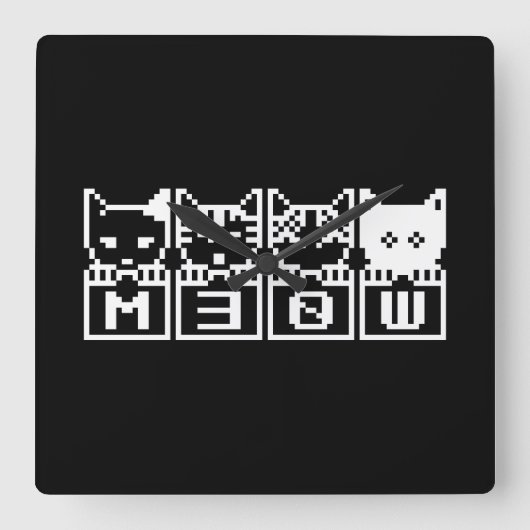 DE 8-BITS CATS M30W VIERKANTE KLOK (Voorkant)