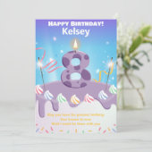 De 8-jarige Happy Birthday-kaart op maat (Staand voorkant)