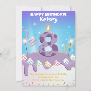 De 8-jarige Happy Birthday-kaart op maat