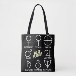 De 8 planeetsymbolen grafiek tote bag