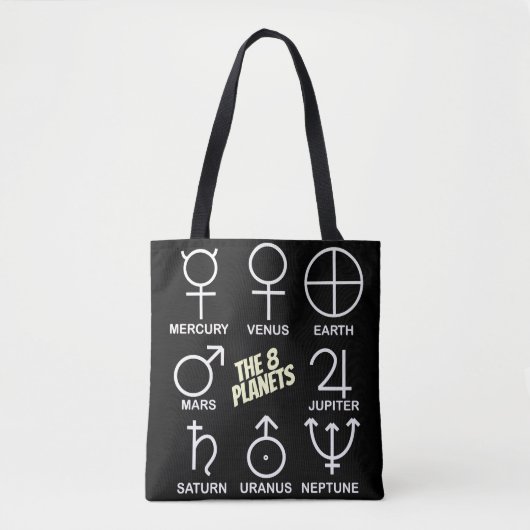 De 8 planeetsymbolen grafiek tote bag (Voorkant)