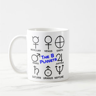 De 8 planeten door symbool mok