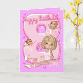 de 8ste Kaart van de Verjaardag met Leuke (Gele Bloem)