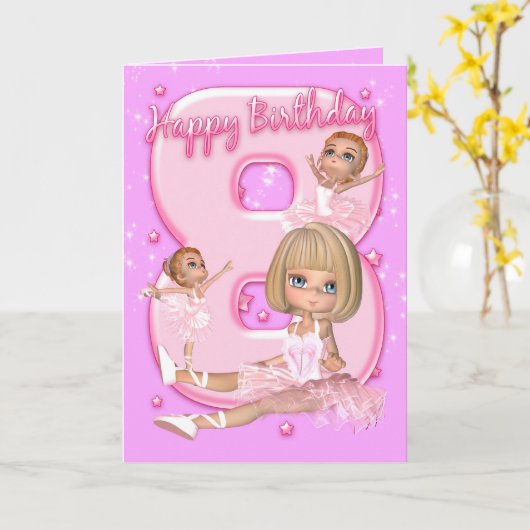 de 8ste Kaart van de Verjaardag met Leuke (Gele Bloem)