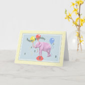 de 8ste Kaart van de Verjaardag met Roze Olifant (Gele Bloem)