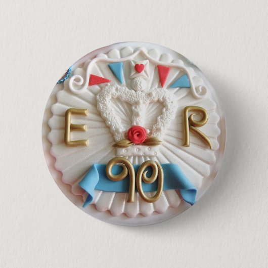 De 90e verjaardag van de koningin ronde button 5,7 cm (Voorkant)