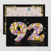 de 92ste partij van de Verjaardag, met gebloeide Kaart (Voorkant / Achterkant)