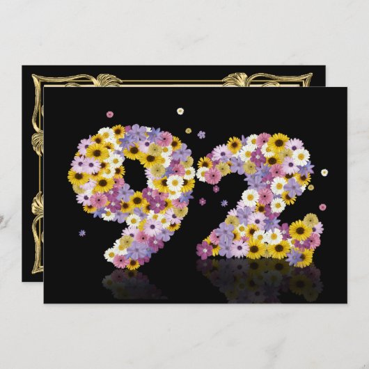 de 92ste partij van de Verjaardag, met gebloeide Kaart (Voorkant / Achterkant)