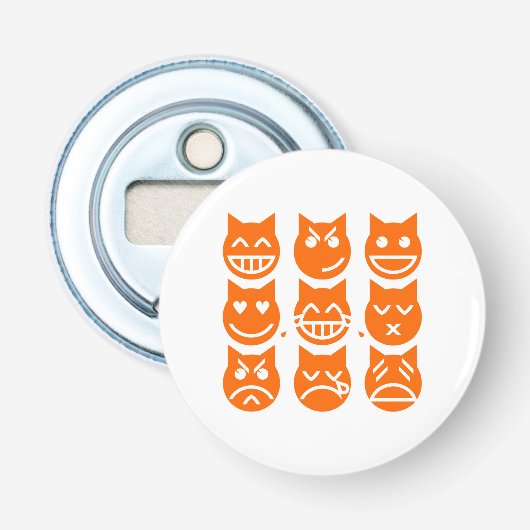 De 9 levens van de Emoji-kat Button Flesopener (Voorkant)