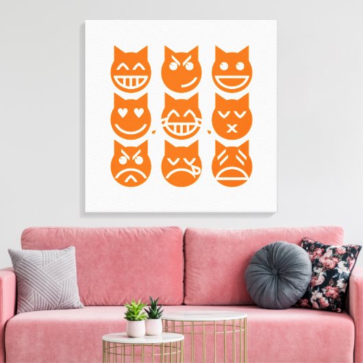 De 9 levens van de Emoji-kat Canvas Afdruk (Insitu (Woonkamer))