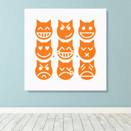 De 9 levens van de Emoji-kat Canvas Afdruk (Insitu (Houten vloer))